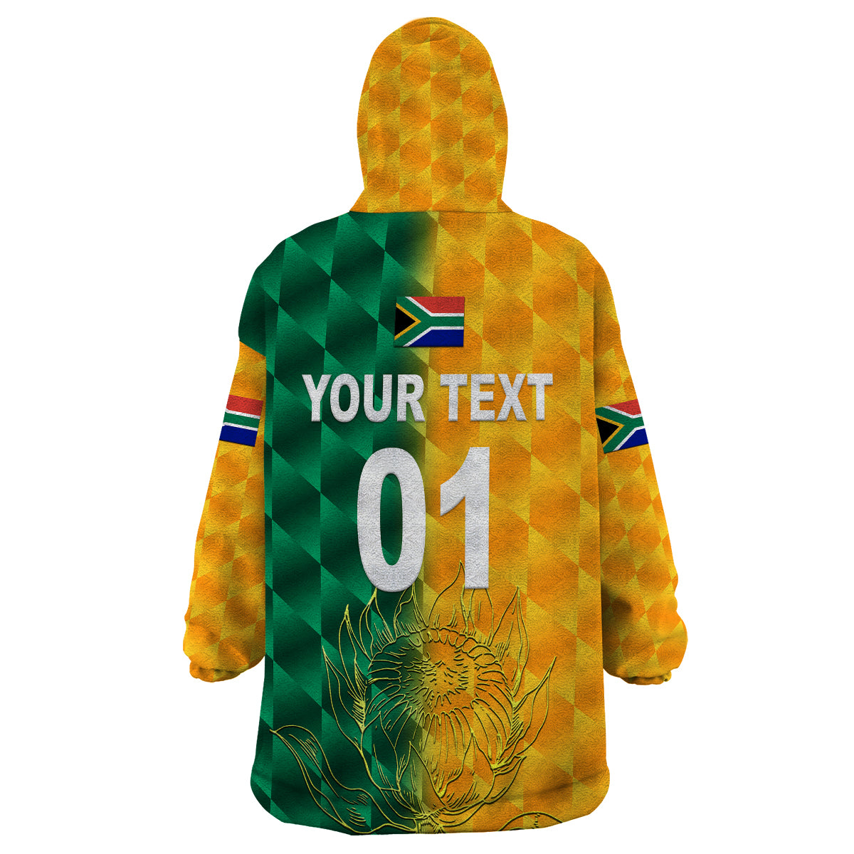 (Custom Personalised) South Africa Proteas Cricket Wearable Blanket Hoodie Simple - Yellow - Vibe Hoodie Shop