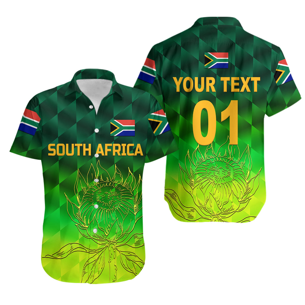 (Custom Personalised) South Africa Proteas Cricket Hawaiian Shirt Simple - Gradient Green - Vibe Hoodie Shop
