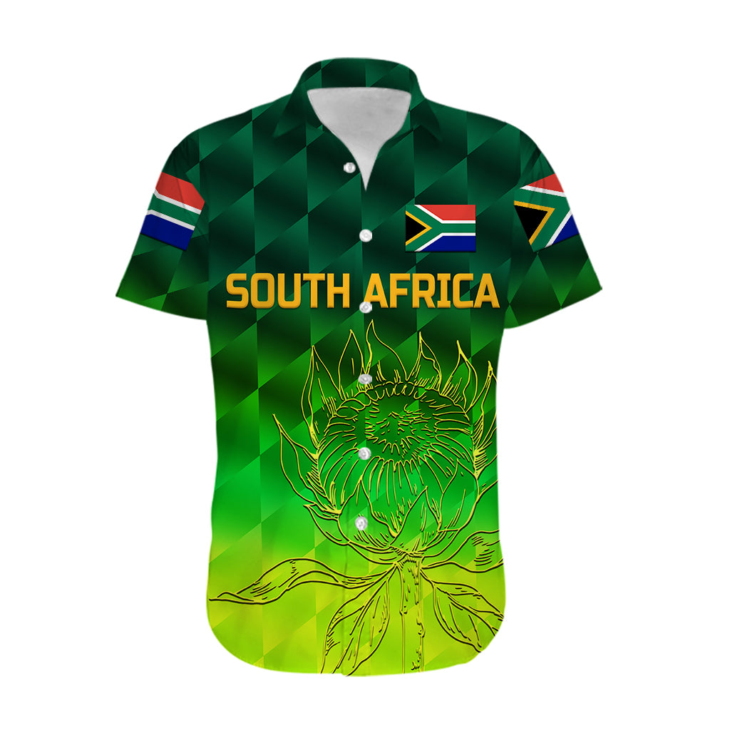 (Custom Personalised) South Africa Proteas Cricket Hawaiian Shirt Simple - Gradient Green - Vibe Hoodie Shop