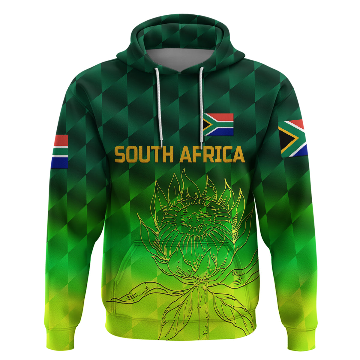 (Custom Personalised) South Africa Proteas Cricket Hoodie Simple - Gradient Green LT8 - Vibe Hoodie Shop