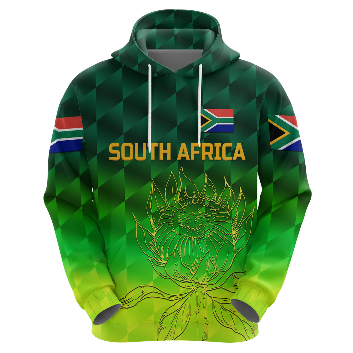 (Custom Personalised) South Africa Proteas Cricket Hoodie Simple - Gradient Green LT8 - Vibe Hoodie Shop