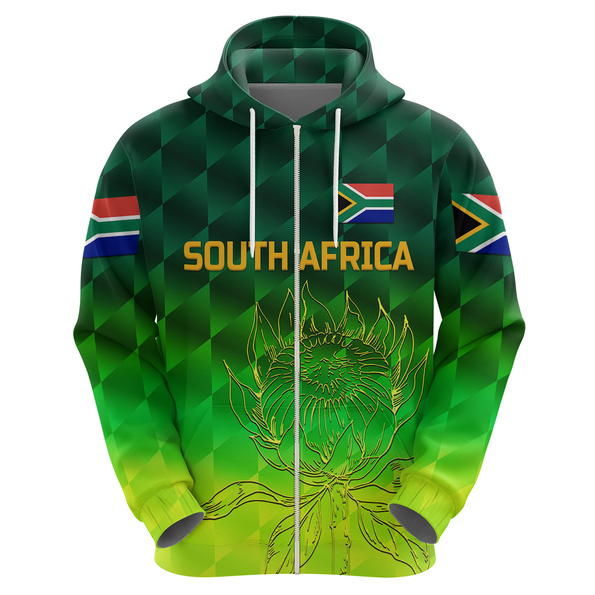 (Custom Personalised) South Africa Proteas Cricket Hoodie Simple - Gradient Green LT8 - Vibe Hoodie Shop