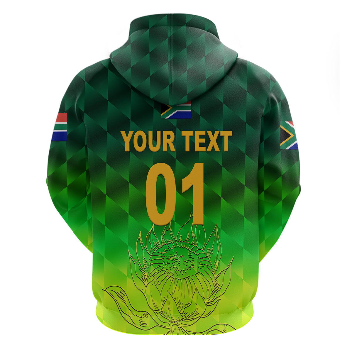 (Custom Personalised) South Africa Proteas Cricket Hoodie Simple - Gradient Green LT8 - Vibe Hoodie Shop