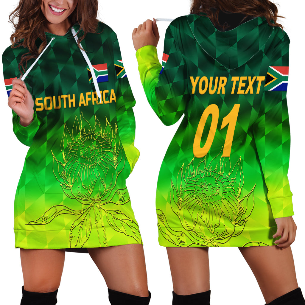 (Custom Personalised) South Africa Proteas Cricket Hoodie Dress Simple - Gradient Green - Vibe Hoodie Shop