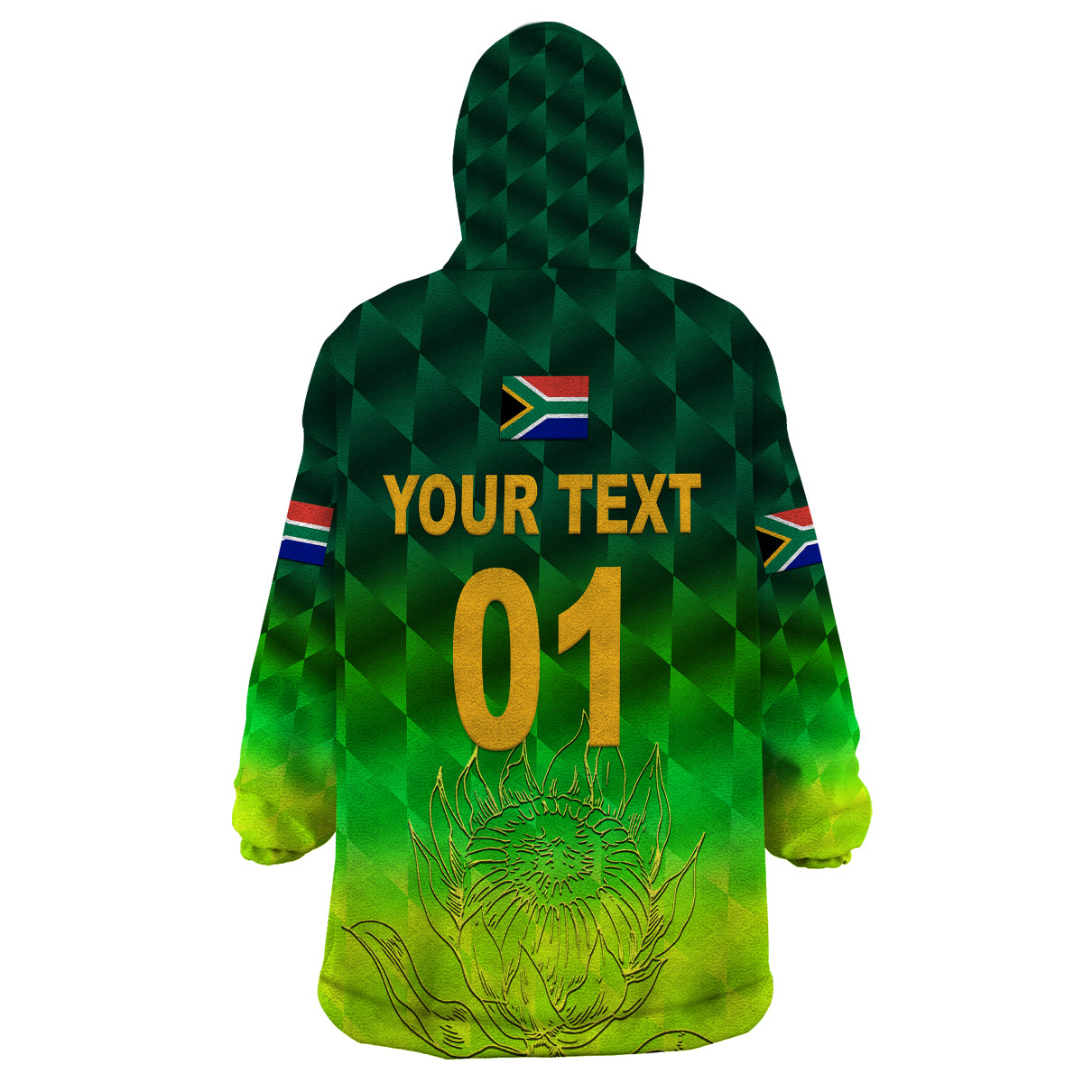 (Custom Personalised) South Africa Proteas Cricket Wearable Blanket Hoodie Simple - Gradient Green - Vibe Hoodie Shop