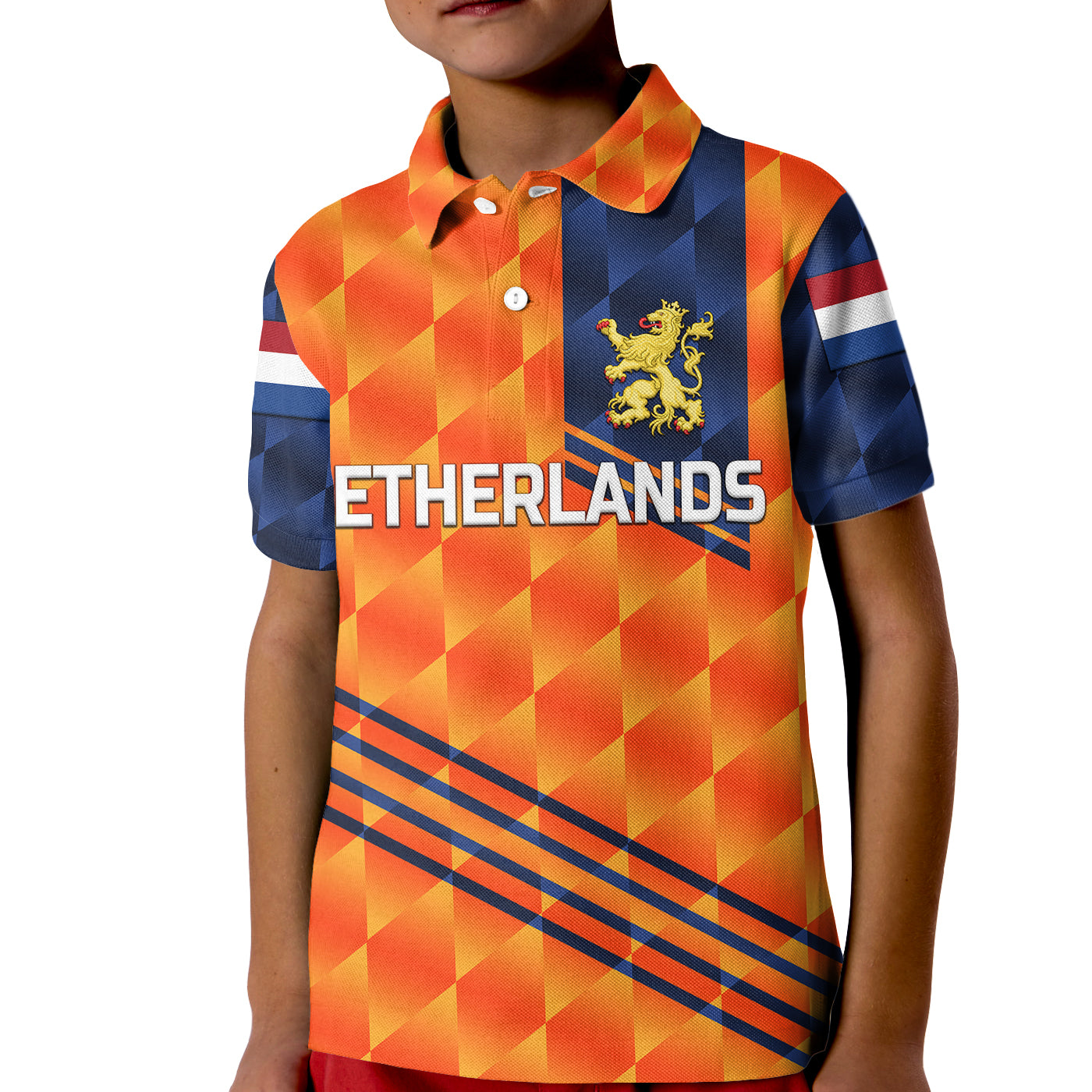 (Custom Personalised) Netherlands Cricket Dutch Lion Kid Polo Shirt Special Orange - Vibe Hoodie Shop