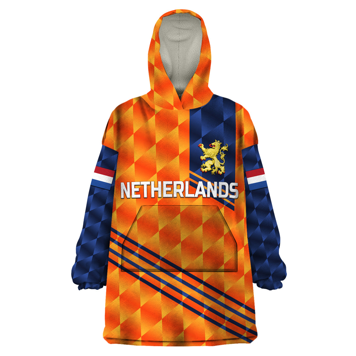 (Custom Personalised) Netherlands Cricket Dutch Lion Wearable Blanket Hoodie Special Orange - Vibe Hoodie Shop