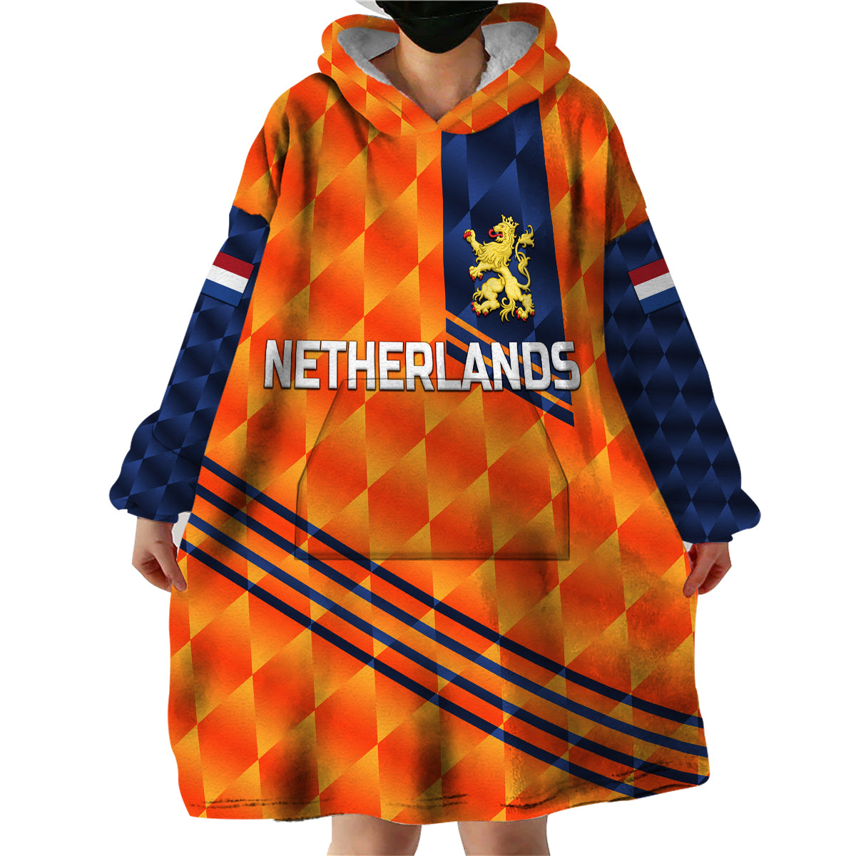 (Custom Personalised) Netherlands Cricket Dutch Lion Wearable Blanket Hoodie Special Orange - Vibe Hoodie Shop