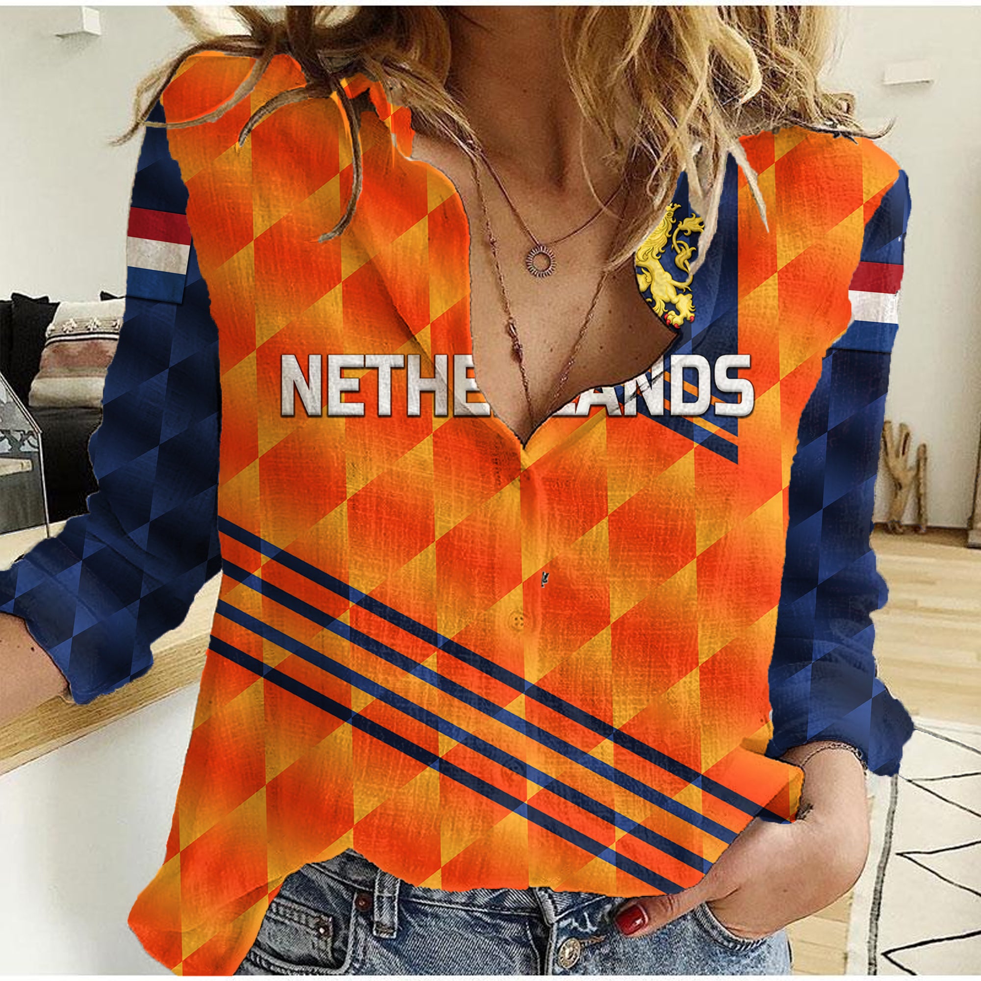 (Custom Personalised) Netherlands Cricket Dutch Lion Women Casual Shirt Special Orange - Vibe Hoodie Shop