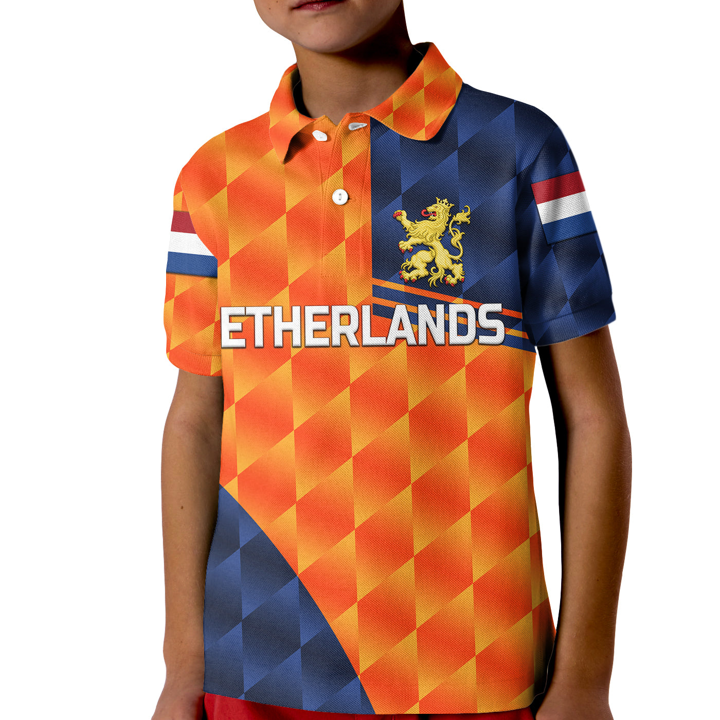 (Custom Personalised) Netherlands Cricket Dutch Lion Kid Polo Shirt Pride Version Orange - Vibe Hoodie Shop