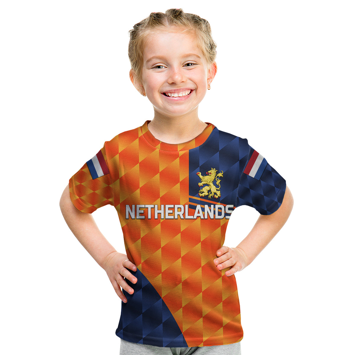 (Custom Personalised) Netherlands Cricket Dutch Lion Kid T Shirt Pride Version Orange - Vibe Hoodie Shop