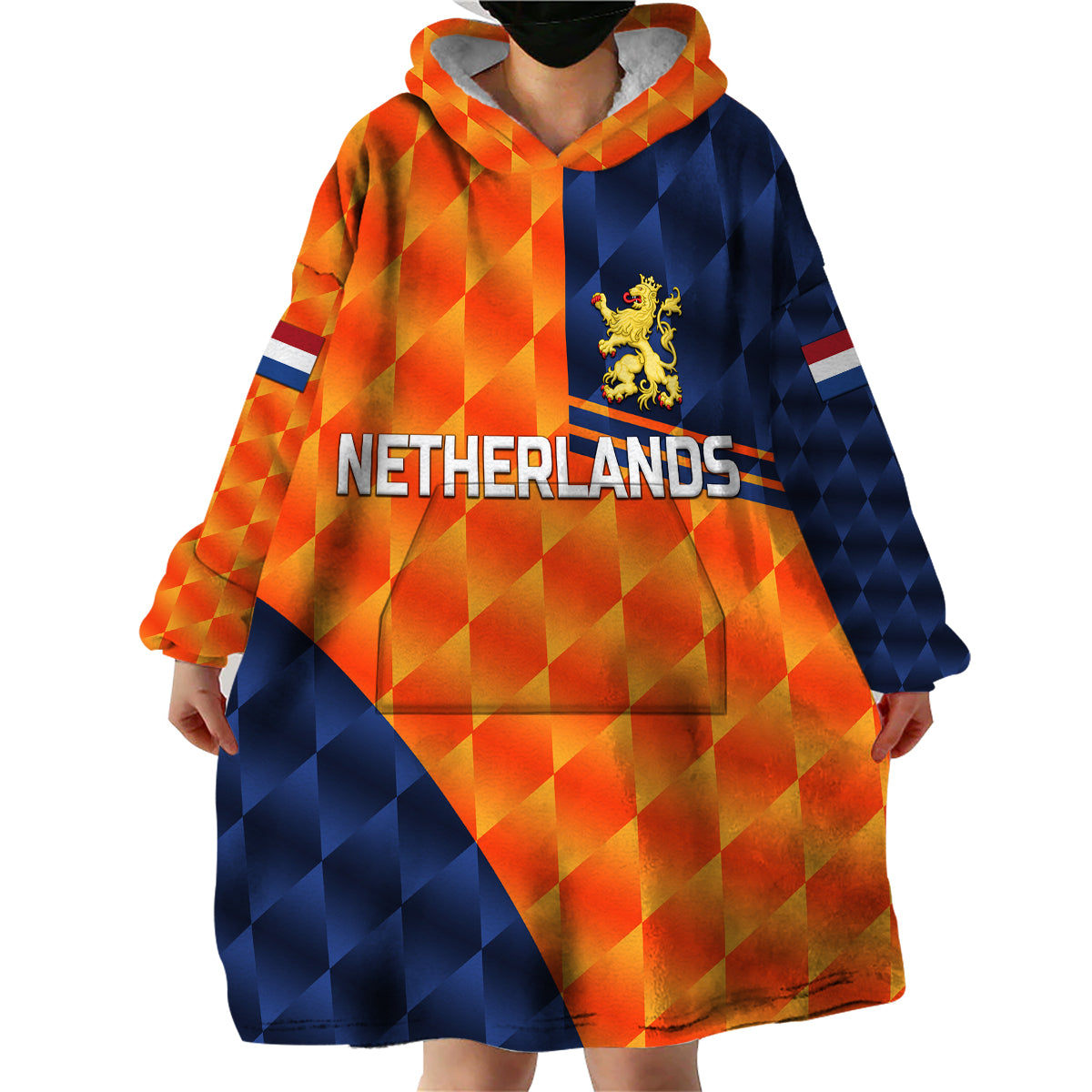 (Custom Personalised) Netherlands Cricket Dutch Lion Wearable Blanket Hoodie Pride Version Orange - Vibe Hoodie Shop