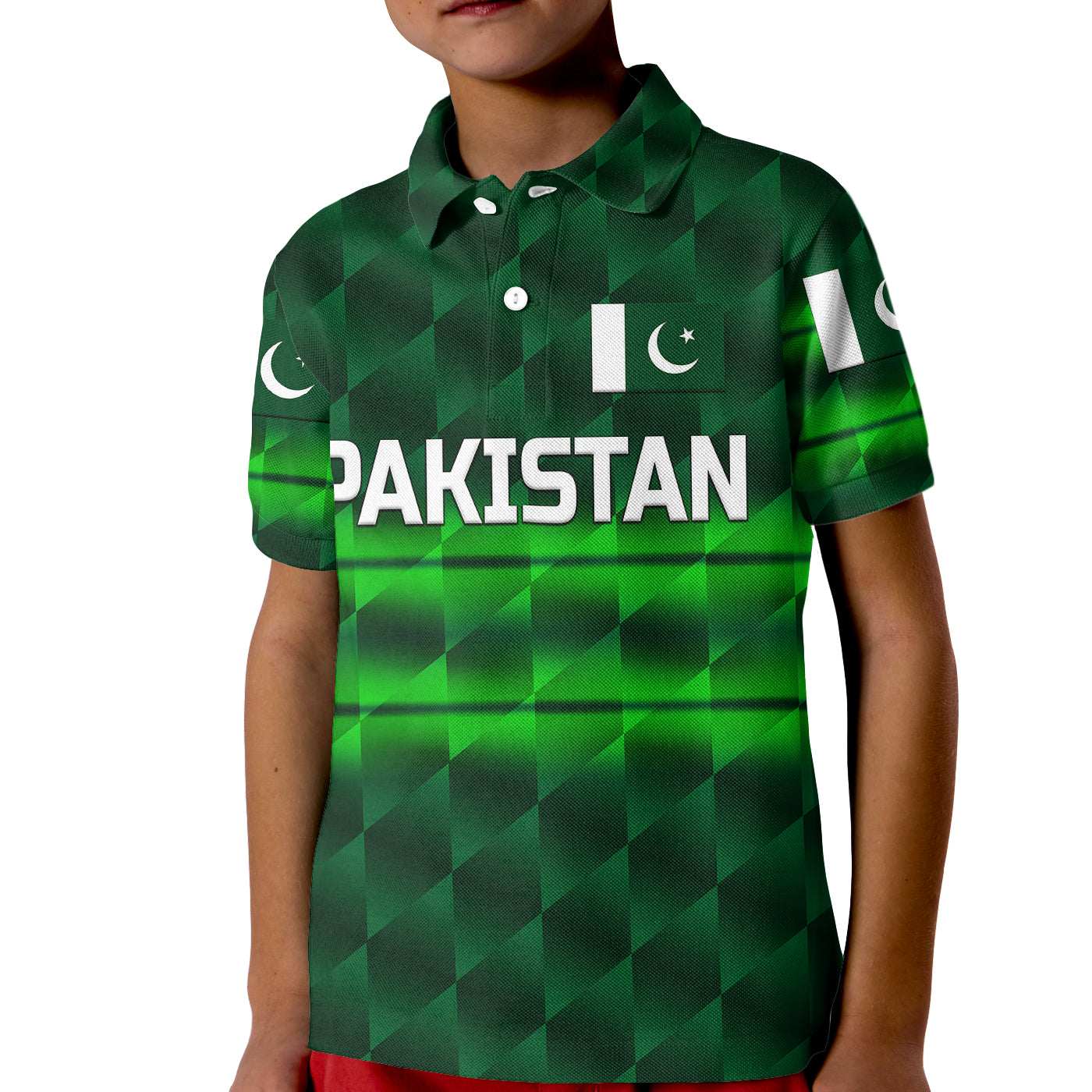 (Custom Personalised) Pakistan Cricket Kid Polo Shirt Pak Shaheens Unique - Dark Green - Vibe Hoodie Shop