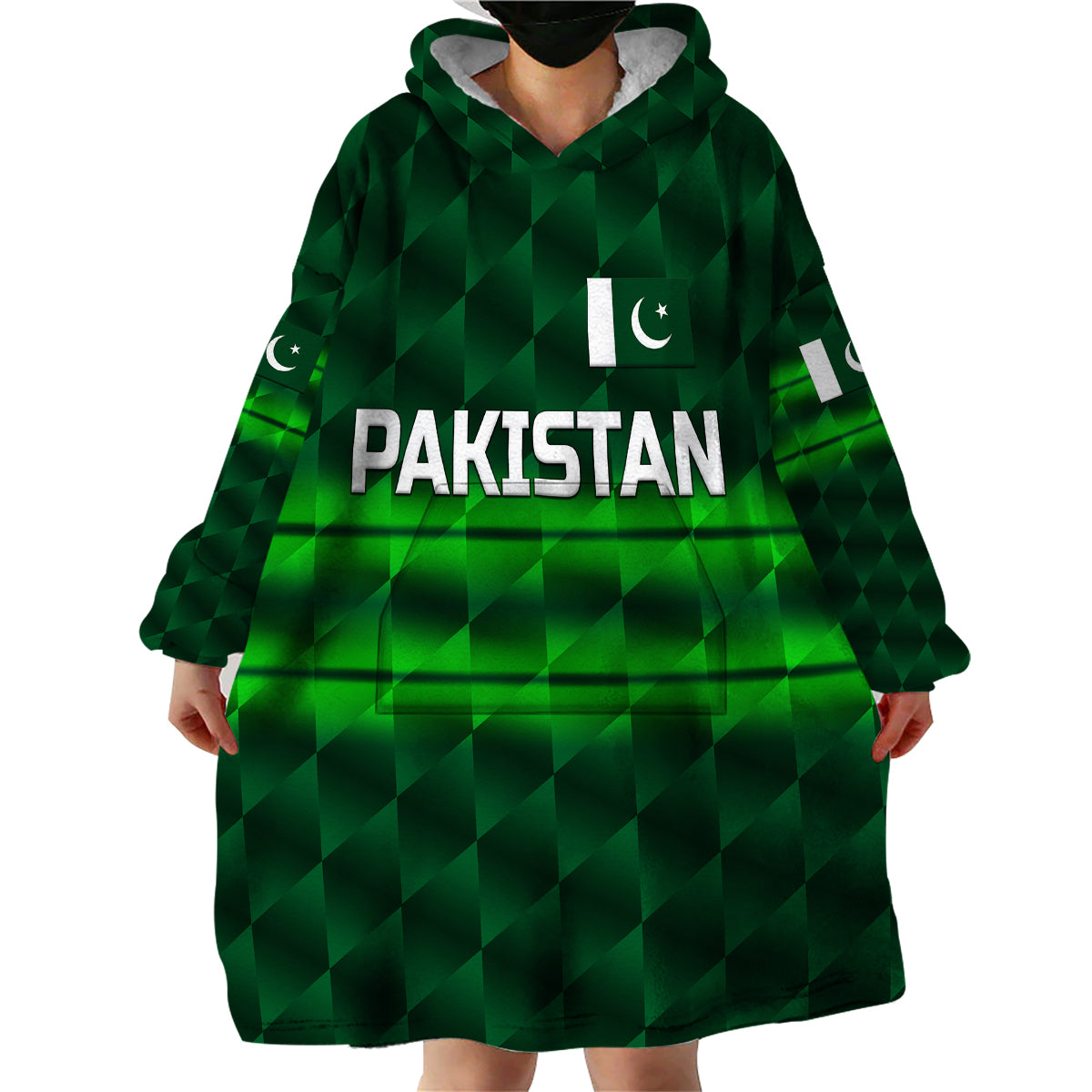 (Custom Personalised) Pakistan Cricket Wearable Blanket Hoodie Pak Shaheens Unique - Dark Green - Vibe Hoodie Shop