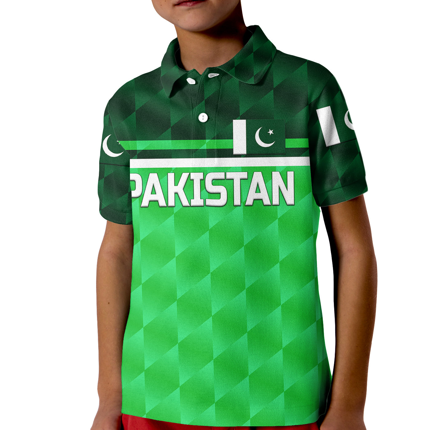 (Custom Personalised) Pakistan Cricket Kid Polo Shirt Pak Shaheens Unique - Green - Vibe Hoodie Shop