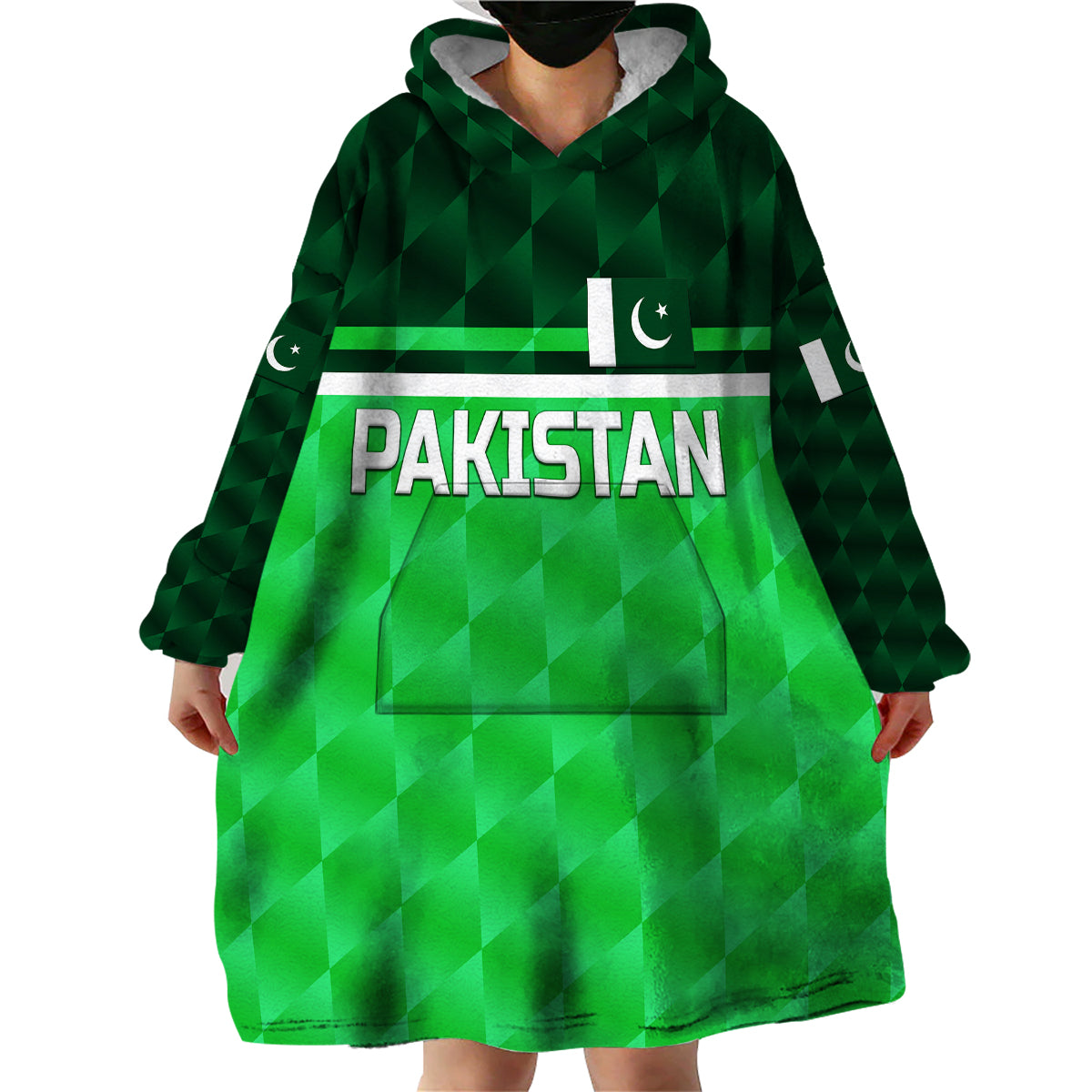 (Custom Personalised) Pakistan Cricket Wearable Blanket Hoodie Pak Shaheens Unique - Green - Vibe Hoodie Shop