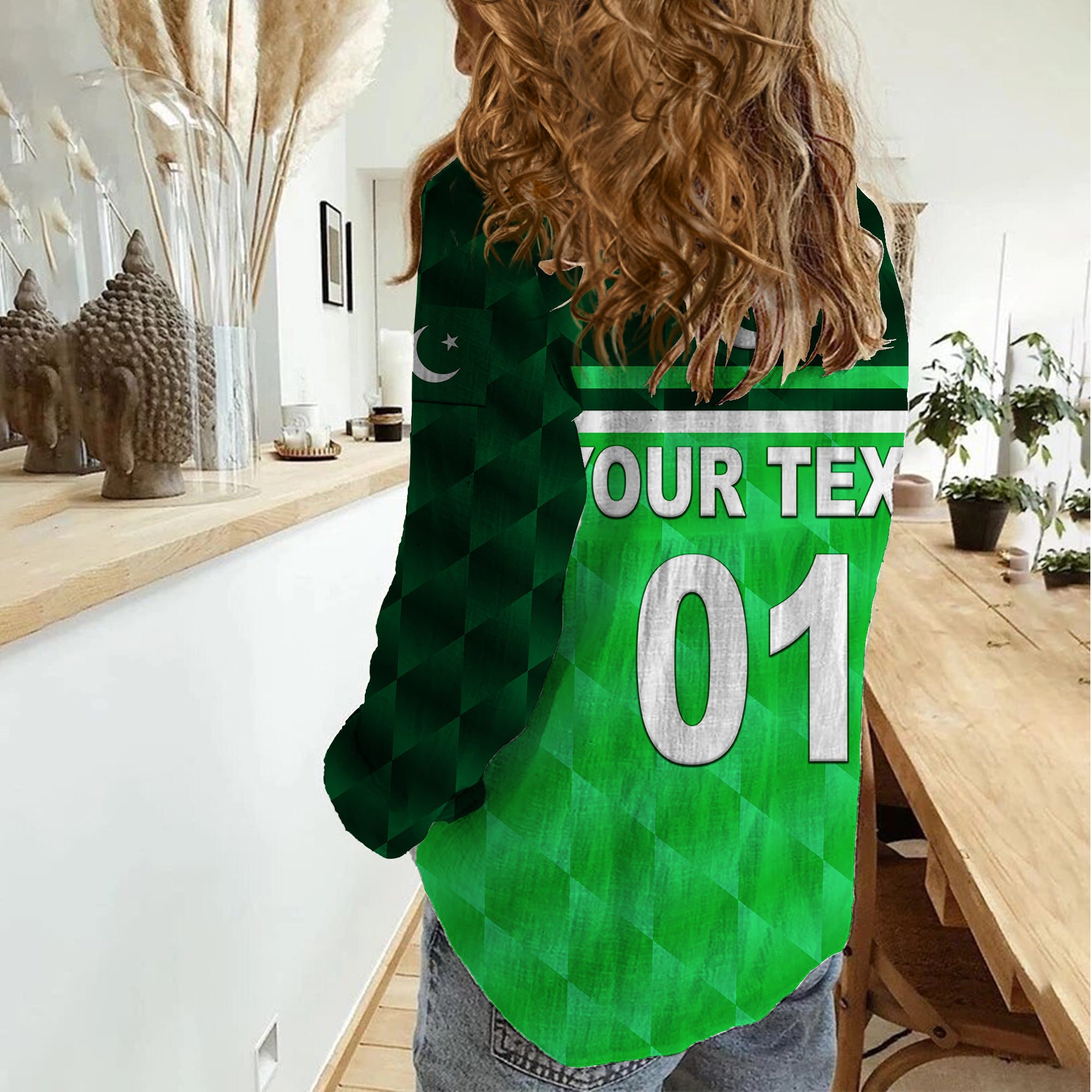 (Custom Personalised) Pakistan Cricket Women Casual Shirt Pak Shaheens Unique - Green - Vibe Hoodie Shop