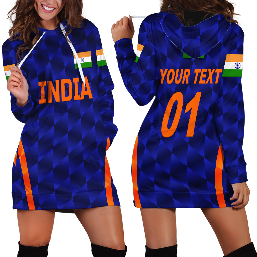 (Custom Personalised) India Cricket Hoodie Dress Men In Blue Unique - Blue - Vibe Hoodie Shop