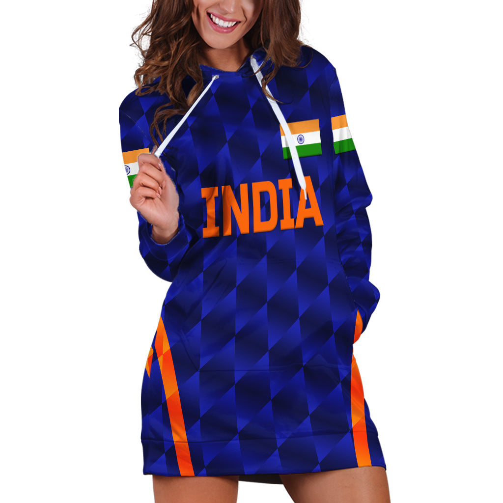 (Custom Personalised) India Cricket Hoodie Dress Men In Blue Unique - Blue - Vibe Hoodie Shop