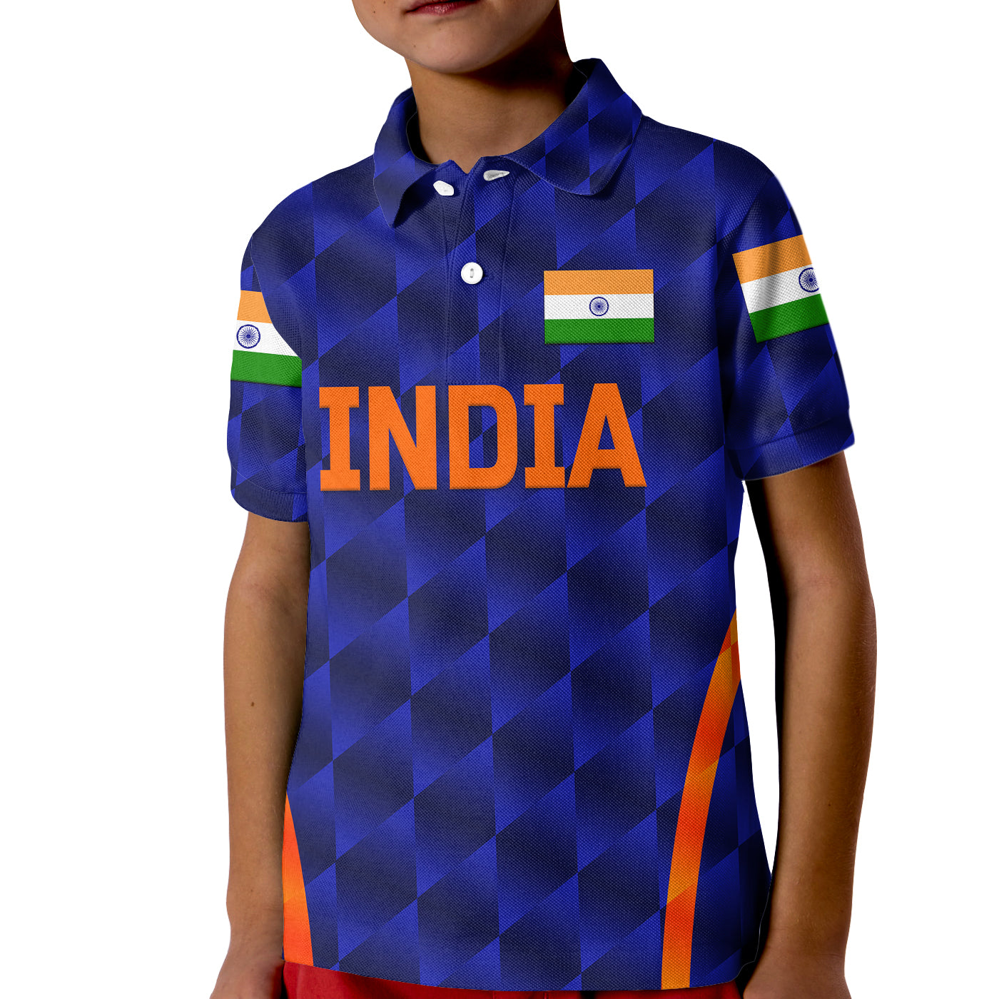 (Custom Personalised) India Cricket Kid Polo Shirt Men In Blue Unique - Blue - Vibe Hoodie Shop