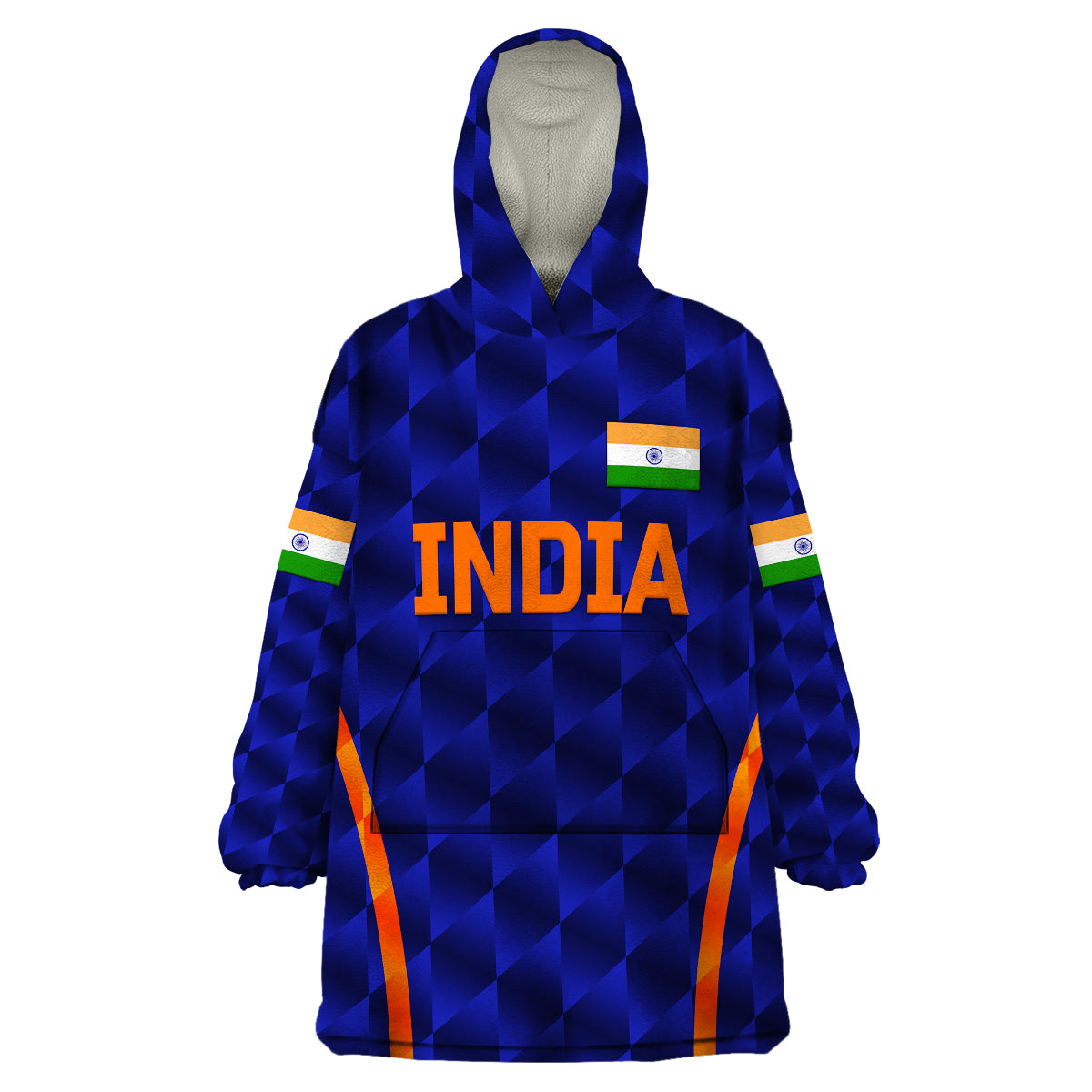 (Custom Personalised) India Cricket Wearable Blanket Hoodie Men In Blue Unique - Blue - Vibe Hoodie Shop