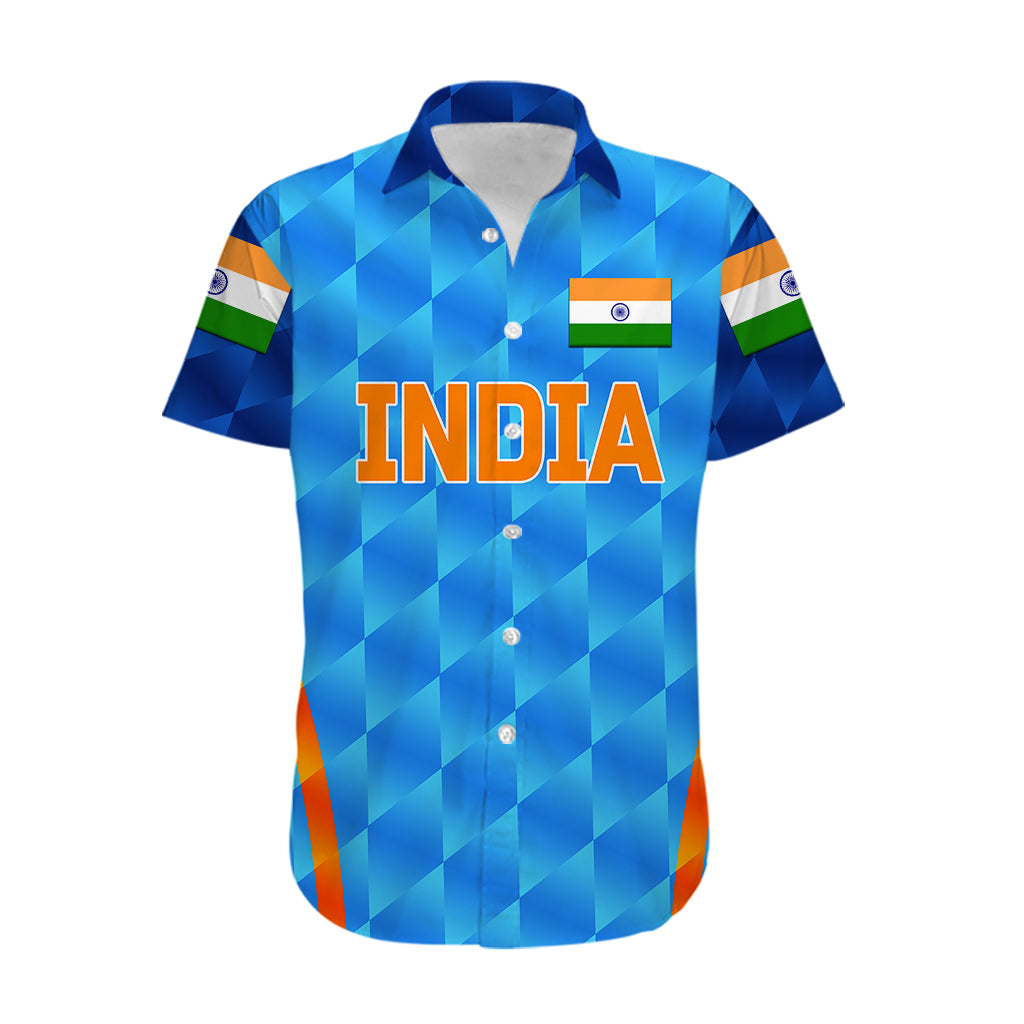 (Custom Personalised) India Cricket Hawaiian Shirt Men In Blue Unique - Light Blue - Vibe Hoodie Shop