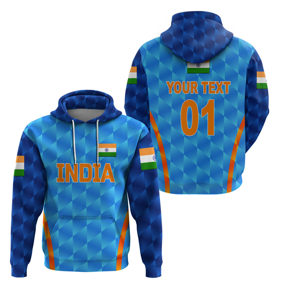 (Custom Personalised) India Cricket Hoodie Men In Blue Unique - Light Blue LT8 - Vibe Hoodie Shop
