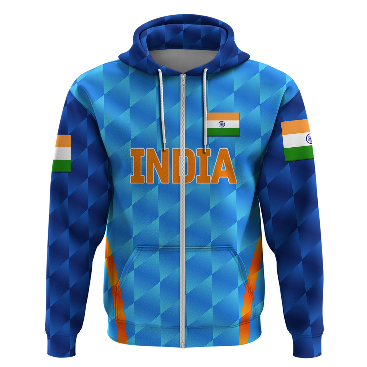 (Custom Personalised) India Cricket Hoodie Men In Blue Unique - Light Blue LT8 - Vibe Hoodie Shop