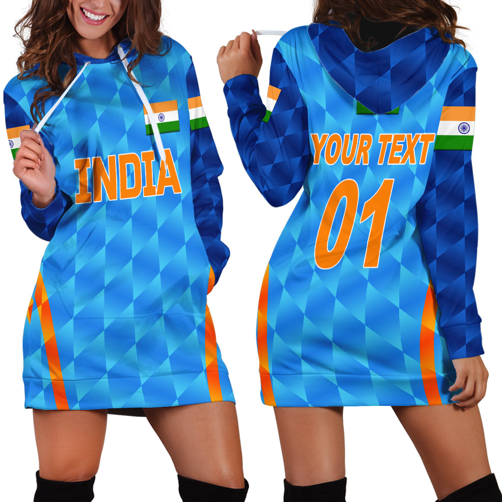 (Custom Personalised) India Cricket Hoodie Dress Men In Blue Unique - Light Blue - Vibe Hoodie Shop