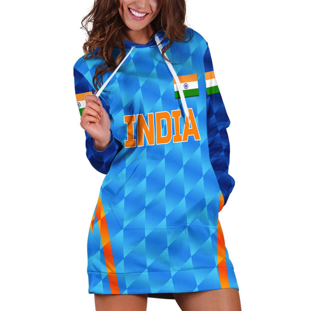 (Custom Personalised) India Cricket Hoodie Dress Men In Blue Unique - Light Blue - Vibe Hoodie Shop