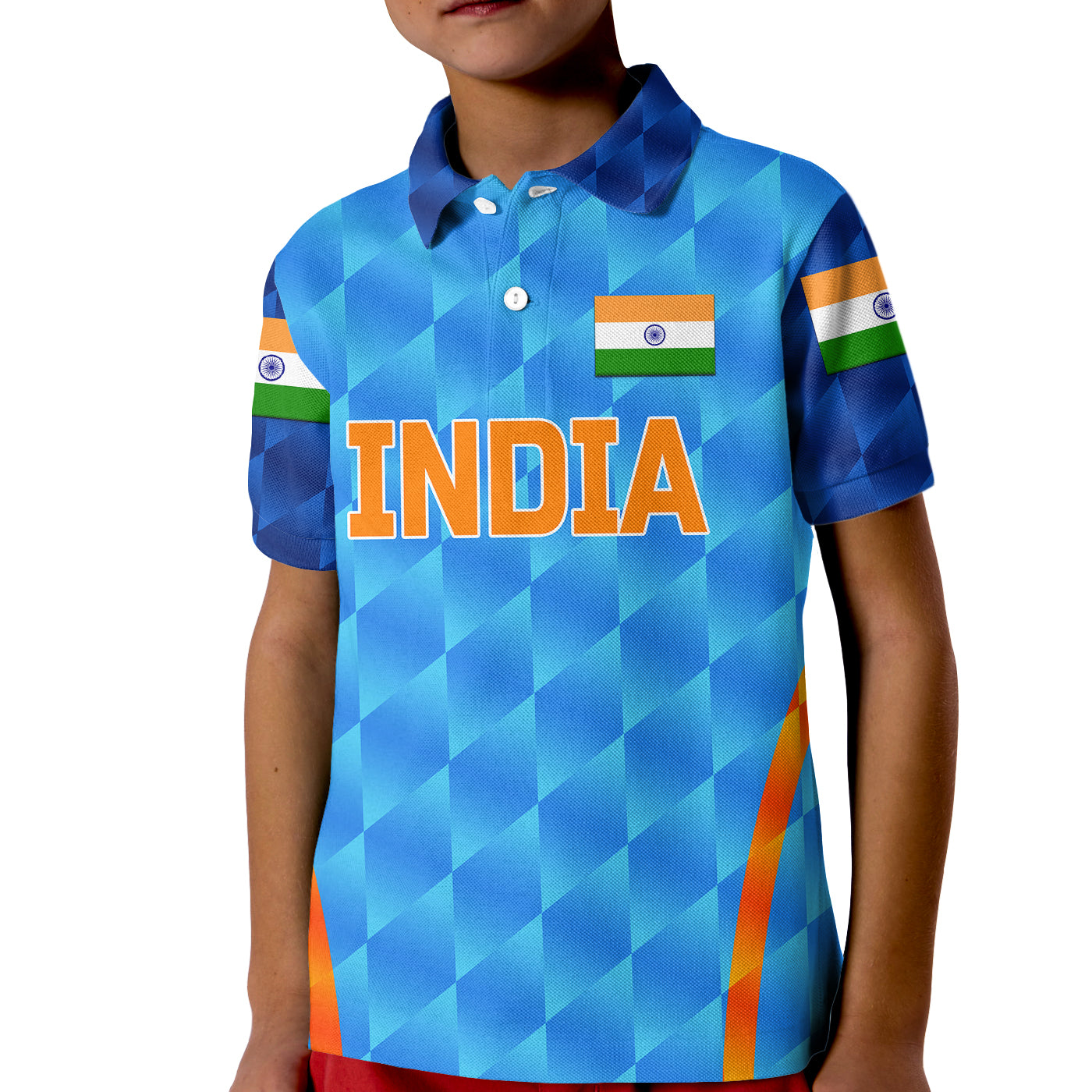 (Custom Personalised) India Cricket Kid Polo Shirt Men In Blue Unique - Light Blue - Vibe Hoodie Shop