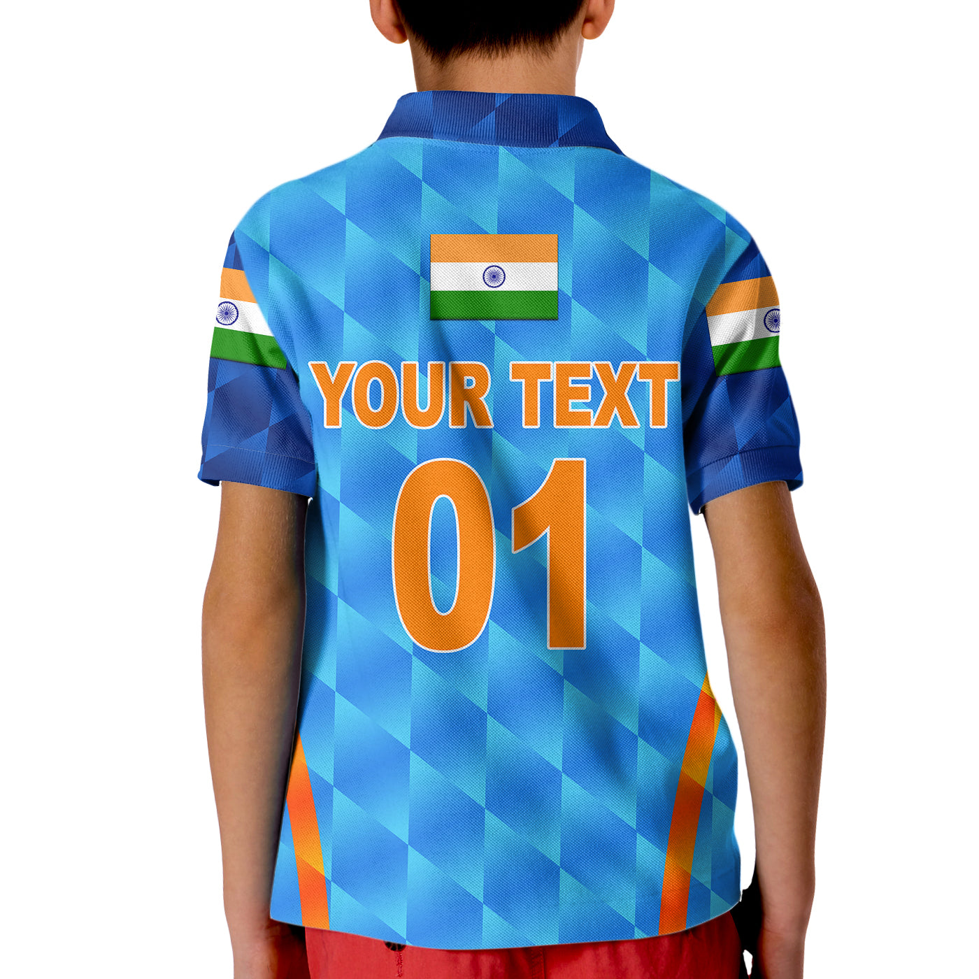 (Custom Personalised) India Cricket Kid Polo Shirt Men In Blue Unique - Light Blue - Vibe Hoodie Shop