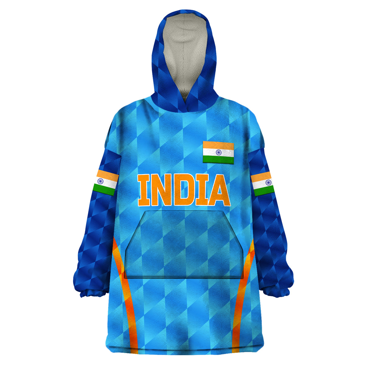 (Custom Personalised) India Cricket Wearable Blanket Hoodie Men In Blue Unique - Light Blue - Vibe Hoodie Shop