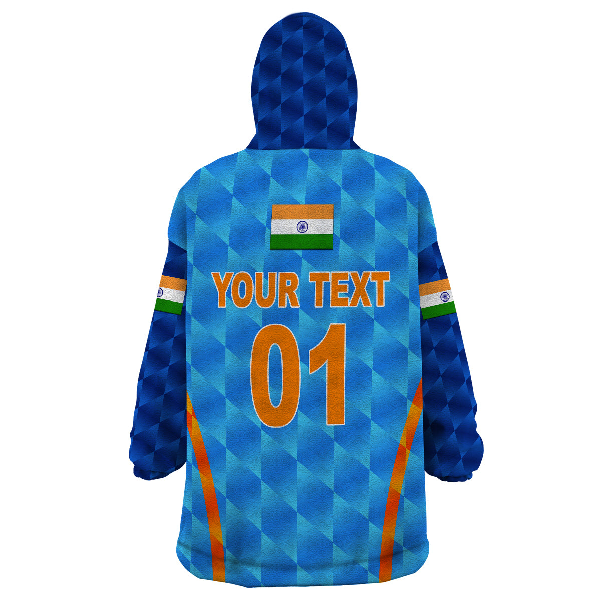 (Custom Personalised) India Cricket Wearable Blanket Hoodie Men In Blue Unique - Light Blue - Vibe Hoodie Shop