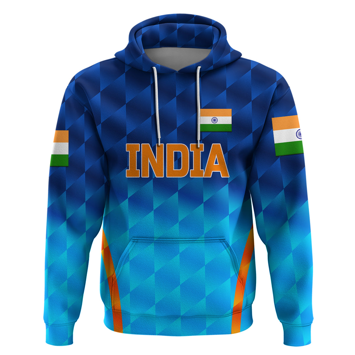 (Custom Personalised) India Cricket Hoodie Men In Blue Unique - Gradient Blue LT8 - Vibe Hoodie Shop