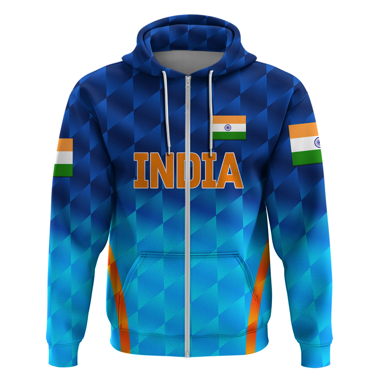 (Custom Personalised) India Cricket Hoodie Men In Blue Unique - Gradient Blue LT8 - Vibe Hoodie Shop