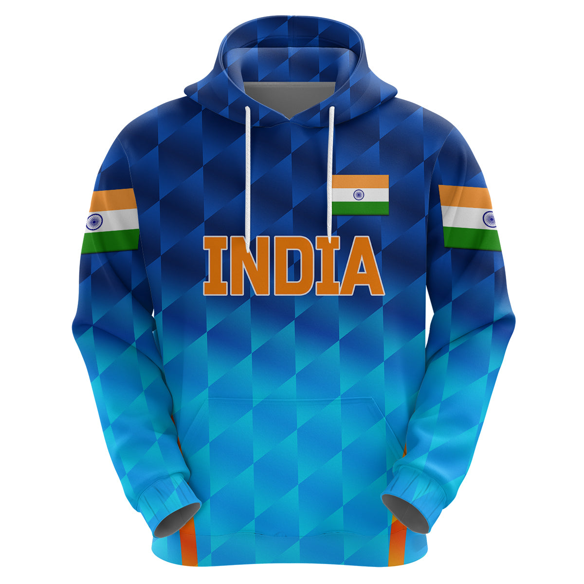 (Custom Personalised) India Cricket Hoodie Men In Blue Unique - Gradient Blue LT8 - Vibe Hoodie Shop