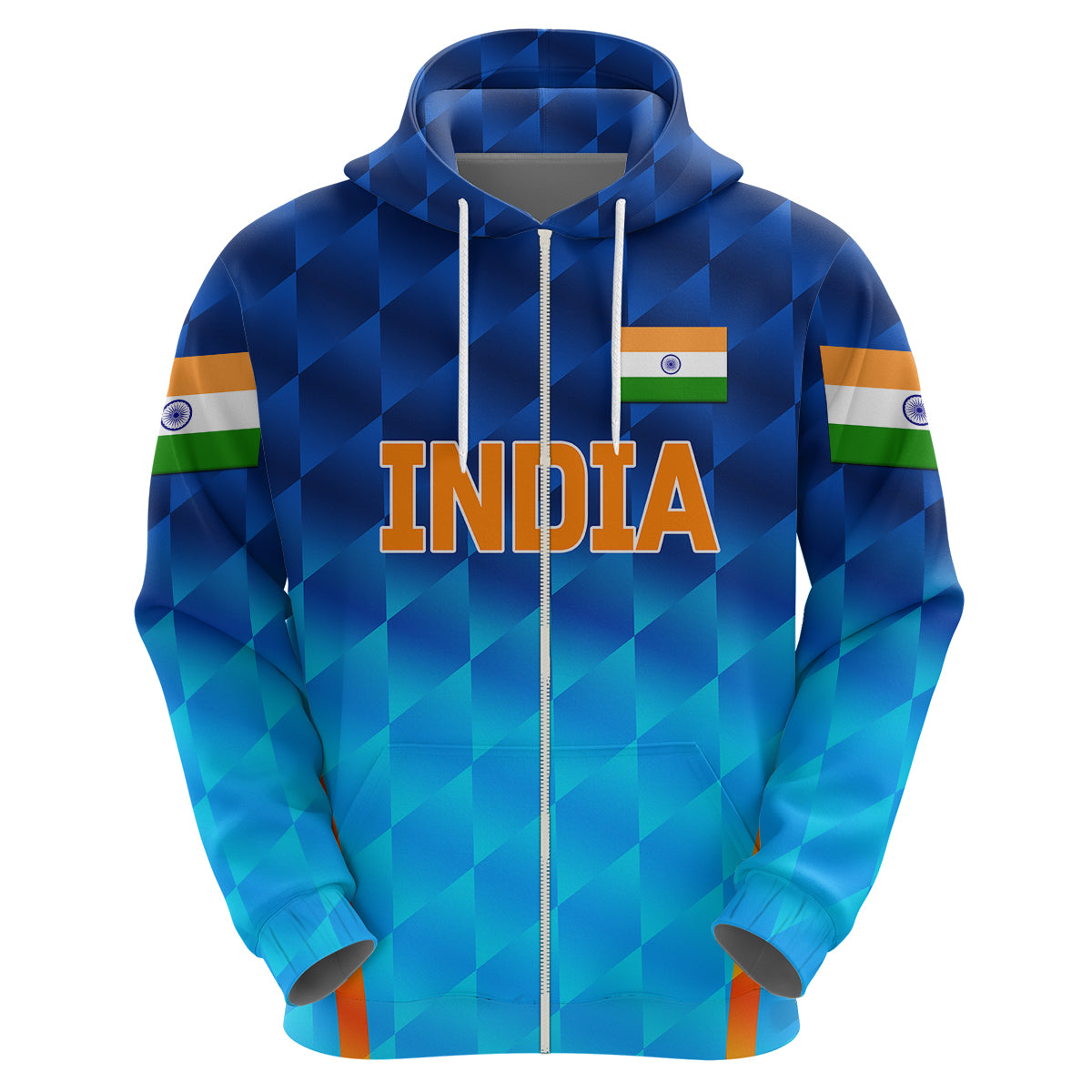 (Custom Personalised) India Cricket Hoodie Men In Blue Unique - Gradient Blue LT8 - Vibe Hoodie Shop