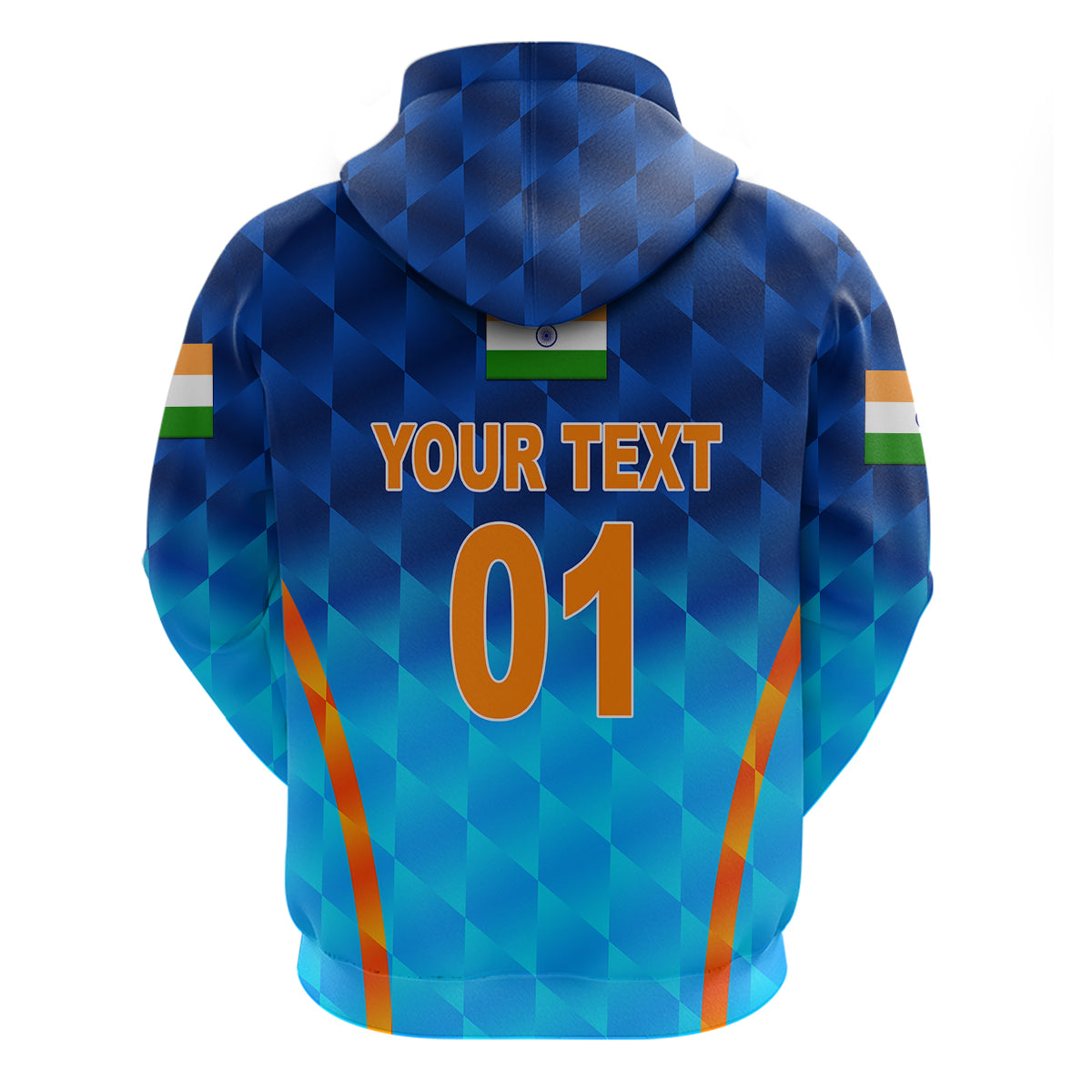 (Custom Personalised) India Cricket Hoodie Men In Blue Unique - Gradient Blue LT8 - Vibe Hoodie Shop