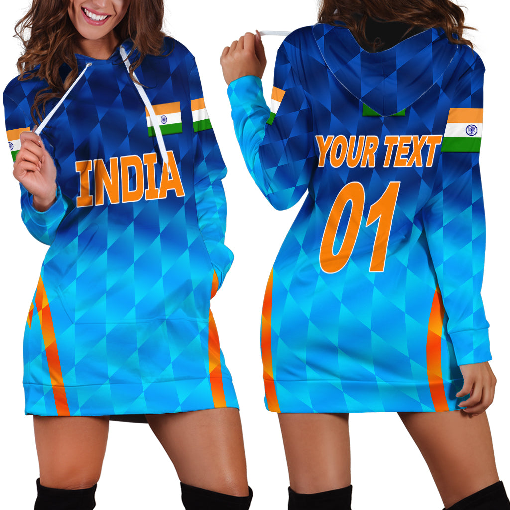 (Custom Personalised) India Cricket Hoodie Dress Men In Blue Unique - Gradient Blue - Vibe Hoodie Shop