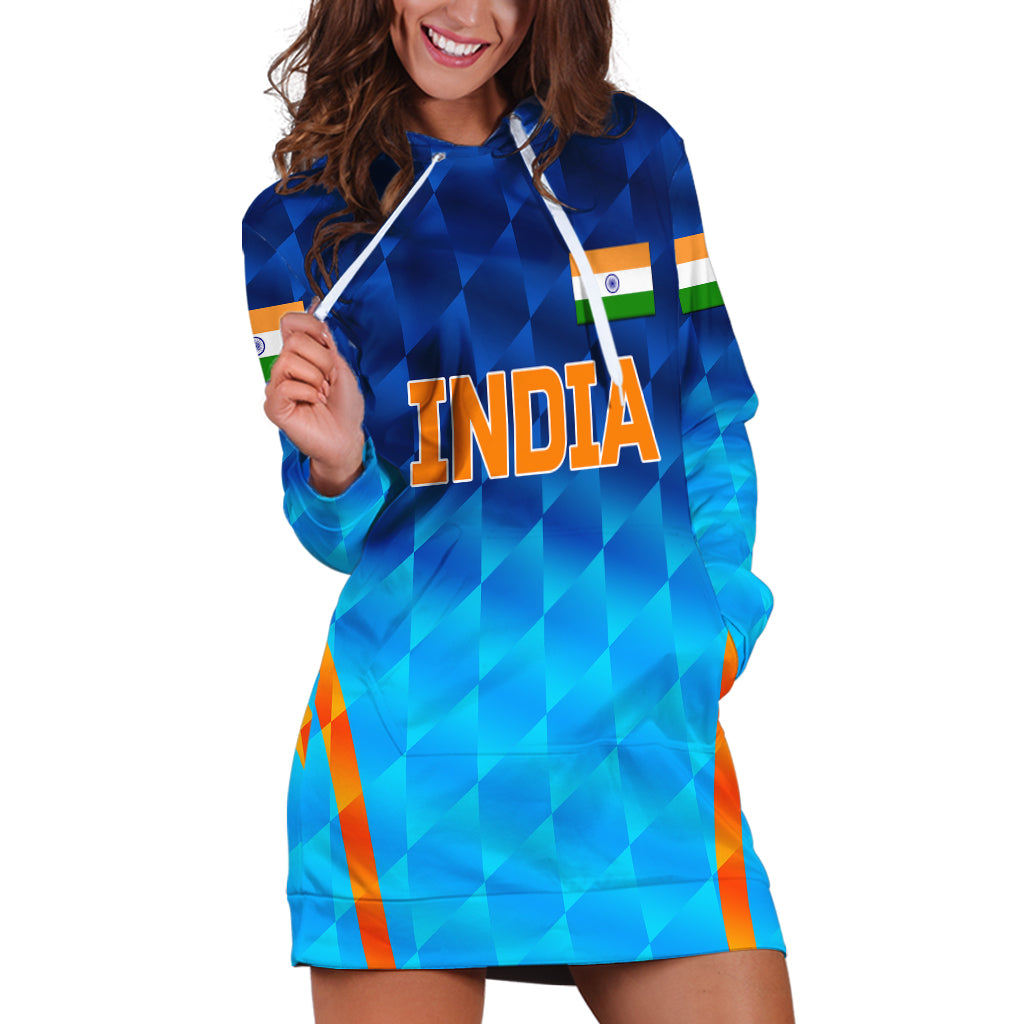 (Custom Personalised) India Cricket Hoodie Dress Men In Blue Unique - Gradient Blue - Vibe Hoodie Shop