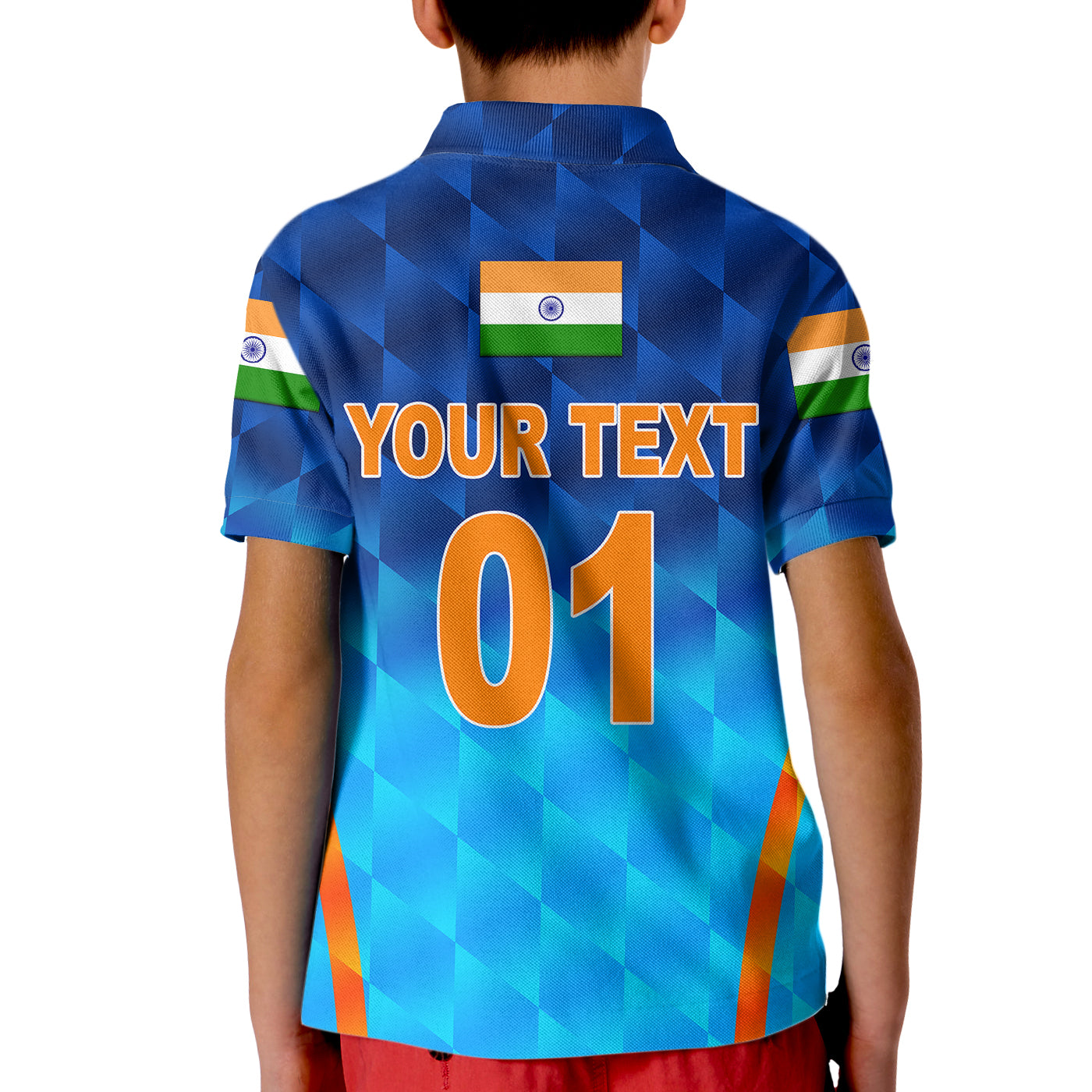 (Custom Personalised) India Cricket Kid Polo Shirt Men In Blue Unique - Gradient Blue - Vibe Hoodie Shop