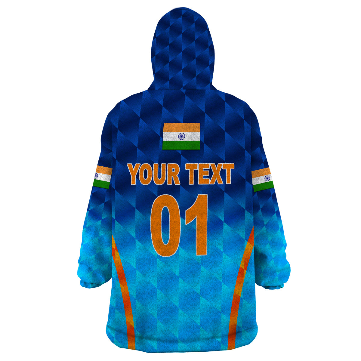 (Custom Personalised) India Cricket Wearable Blanket Hoodie Men In Blue Unique - Gradient Blue - Vibe Hoodie Shop