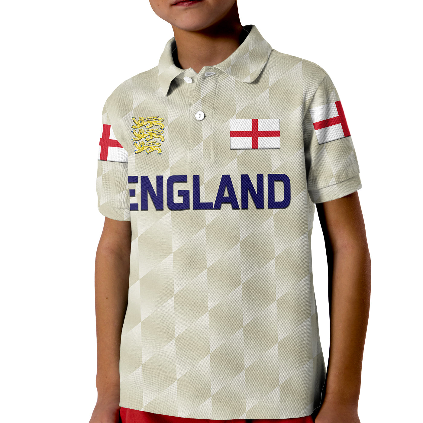 (Custom Personalised) England Cricket Kid Polo Shirt Unique - Beige - Vibe Hoodie Shop