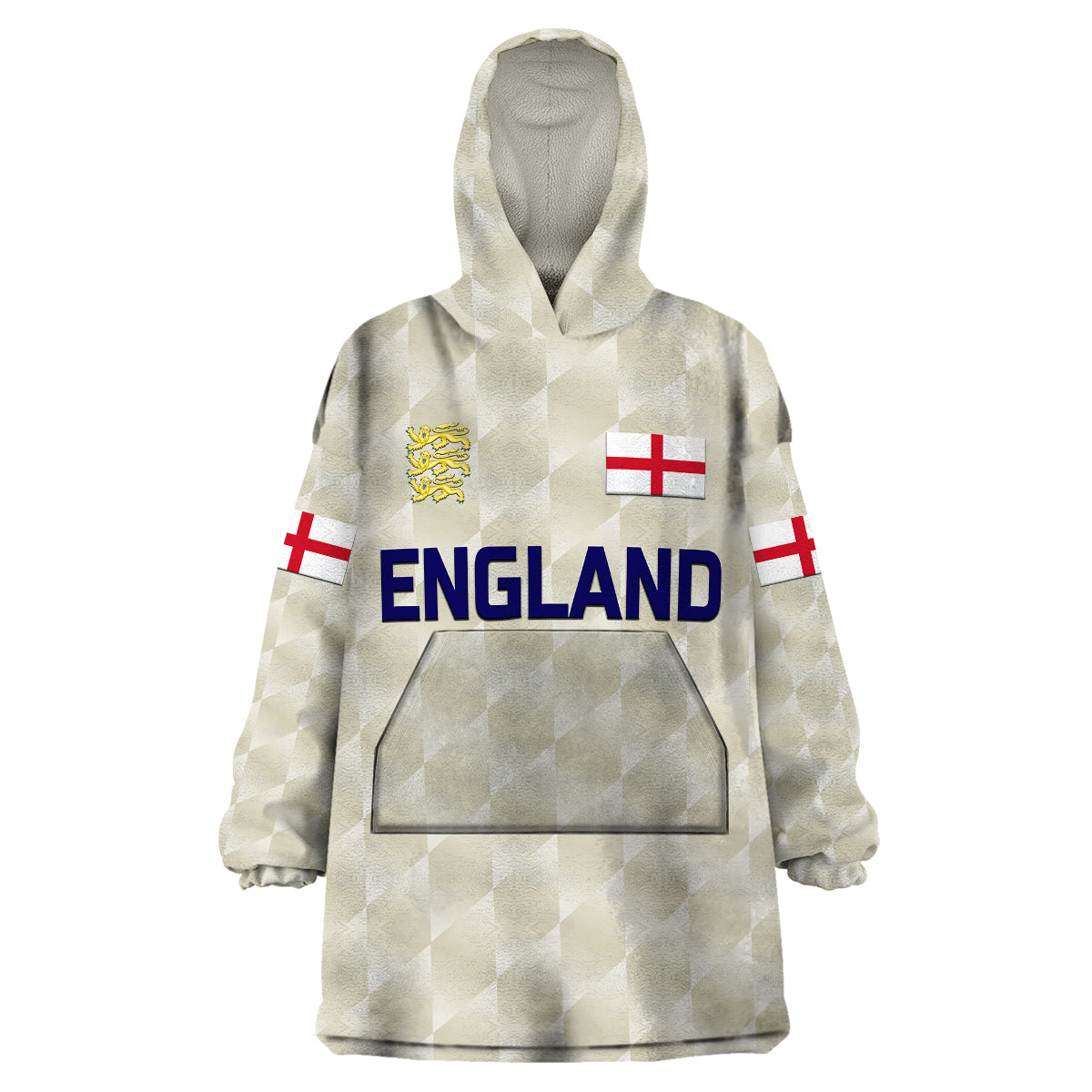 (Custom Personalised) England Cricket Wearable Blanket Hoodie Unique - Beige - Vibe Hoodie Shop