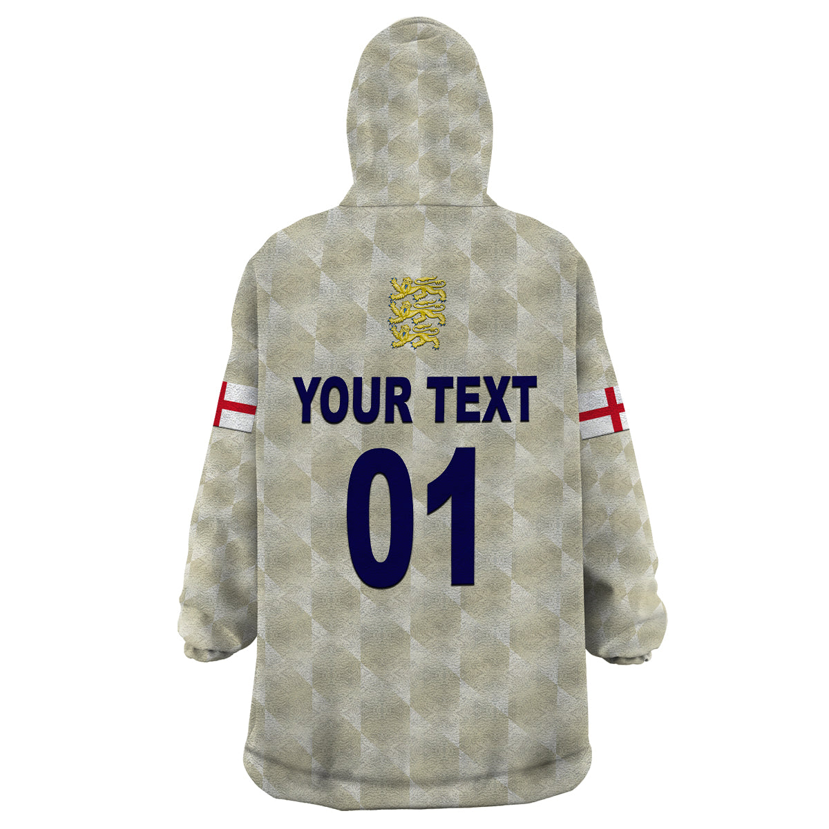 (Custom Personalised) England Cricket Wearable Blanket Hoodie Unique - Beige - Vibe Hoodie Shop