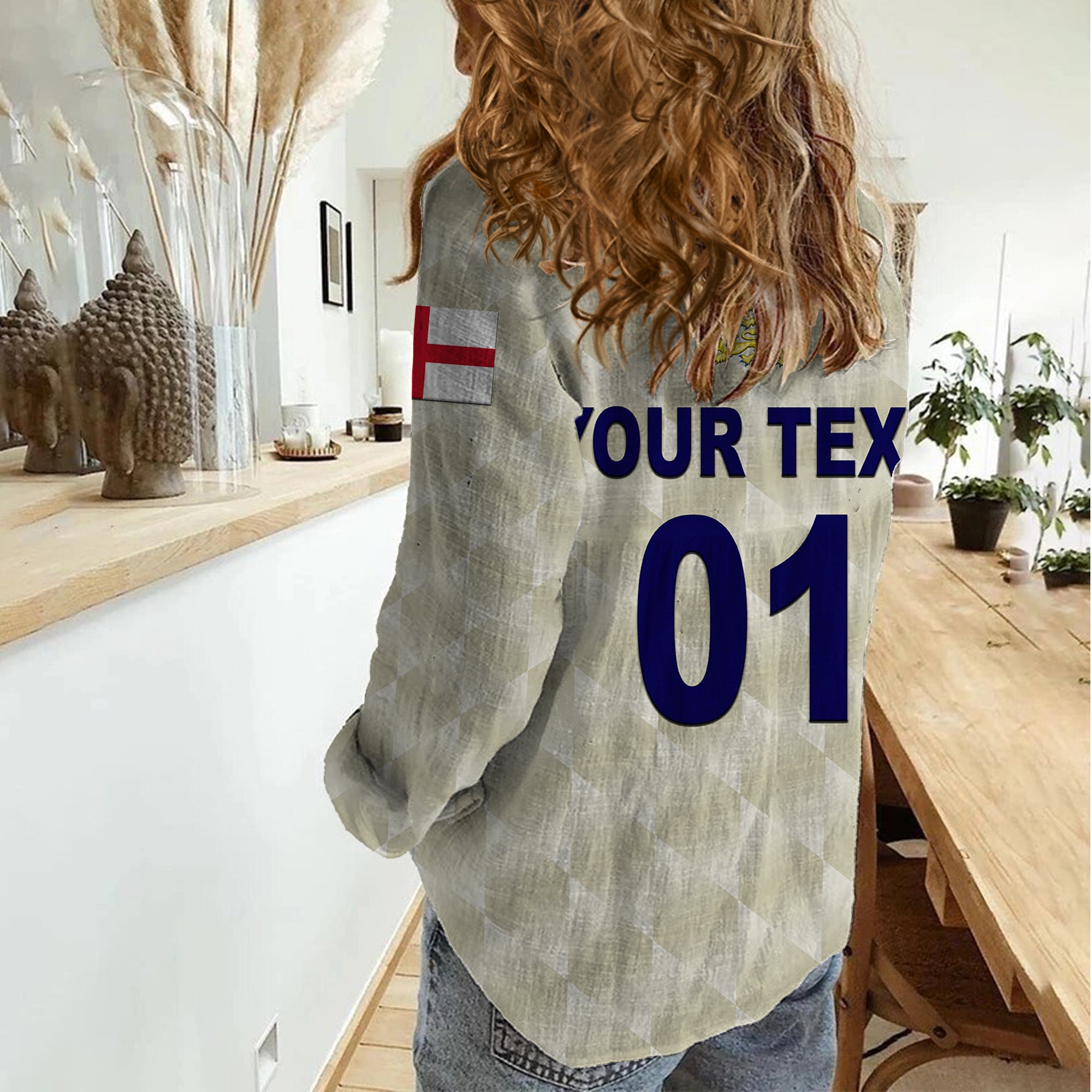 (Custom Personalised) England Cricket Women Casual Shirt Unique - Beige - Vibe Hoodie Shop
