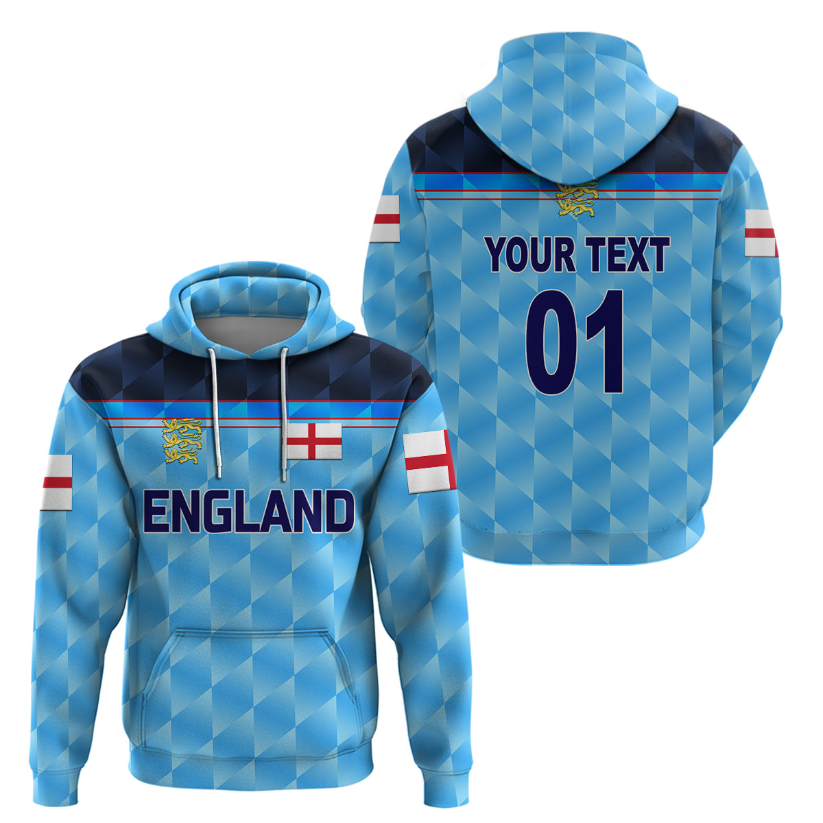 (Custom Personalised) England Cricket Hoodie Unique - Blue LT8 - Vibe Hoodie Shop