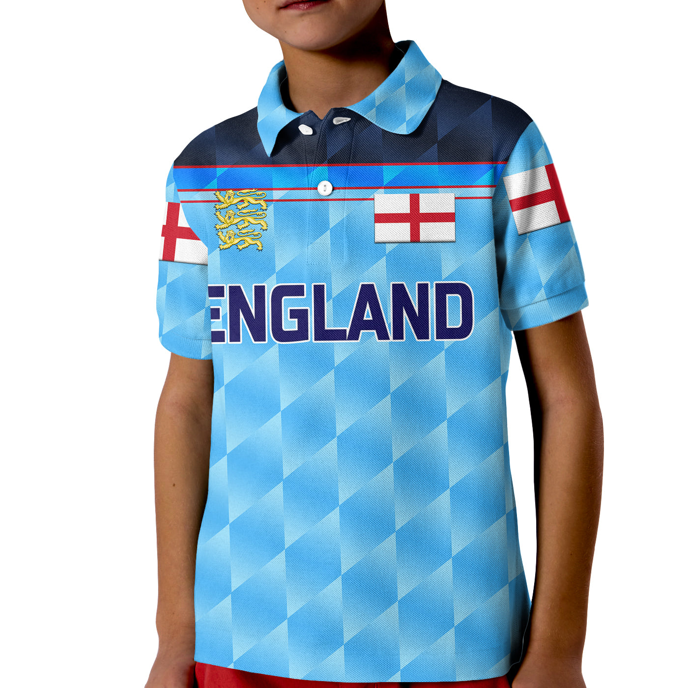 (Custom Personalised) England Cricket Kid Polo Shirt Unique - Blue - Vibe Hoodie Shop