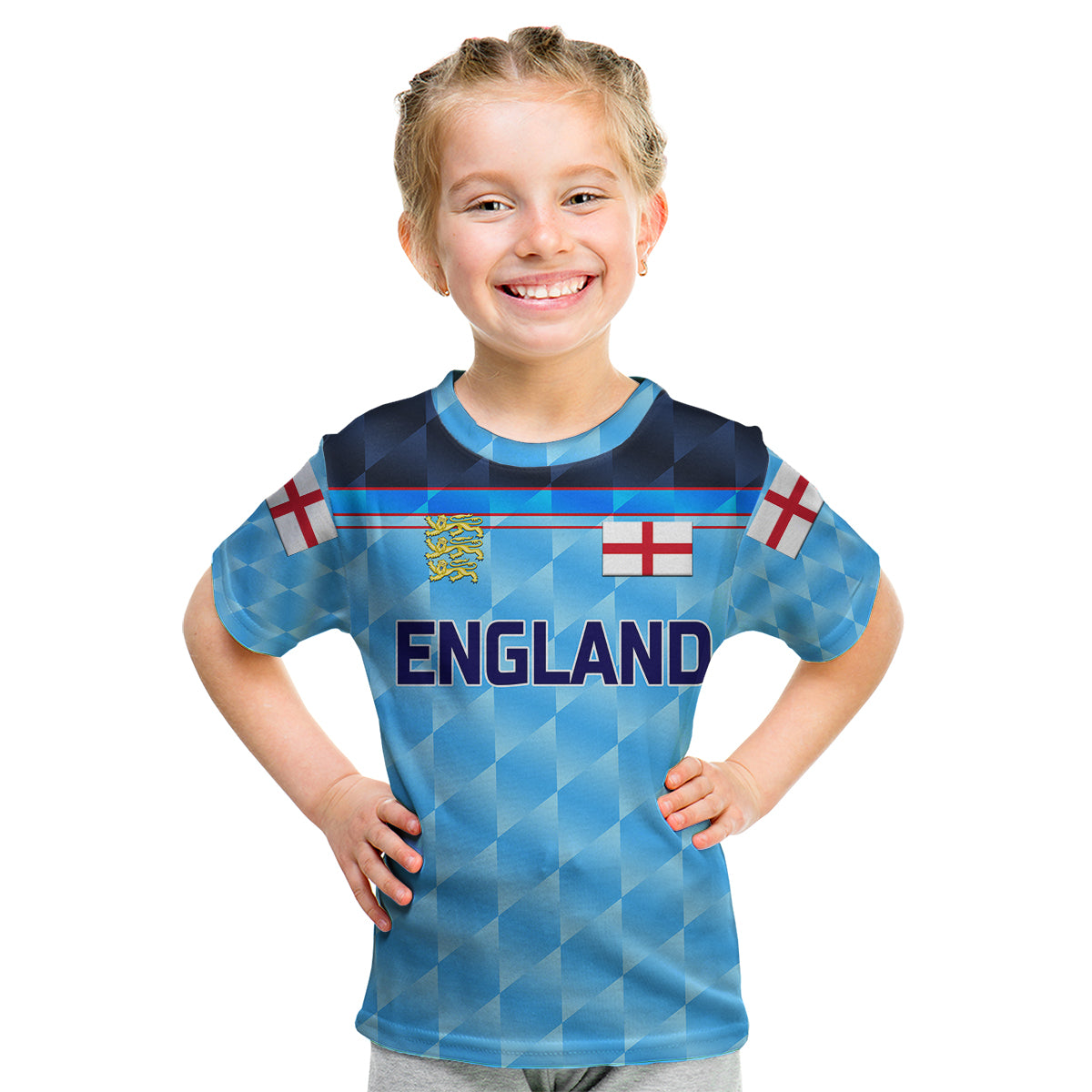 (Custom Personalised) England Cricket Kid T Shirt Unique - Blue - Vibe Hoodie Shop